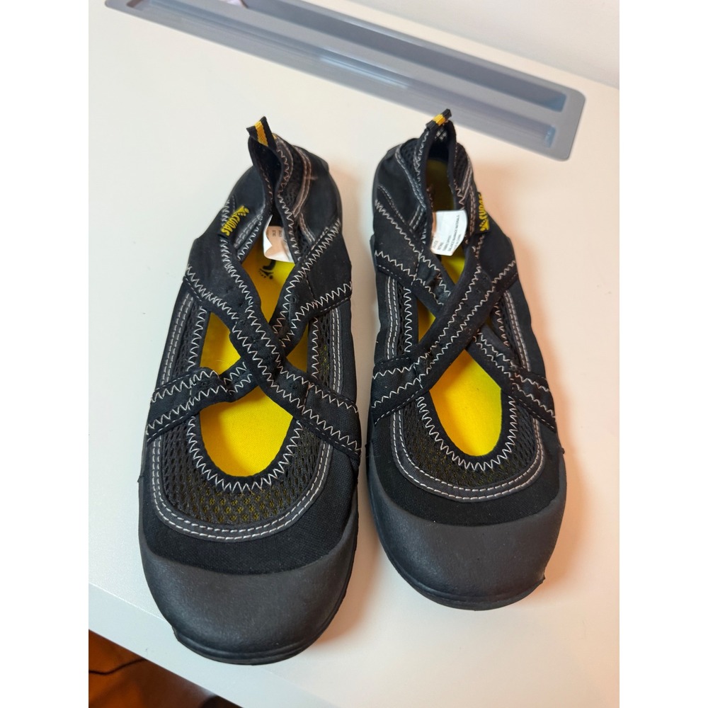 Cudas Water Shoes Women Size 9 Shasta Black Yellow Strappy Aqua Socks Beach